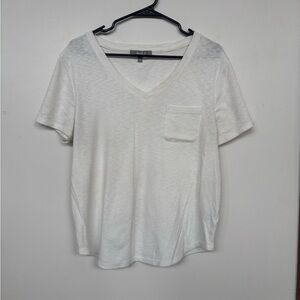 Marled White L Short Sleeve Tee